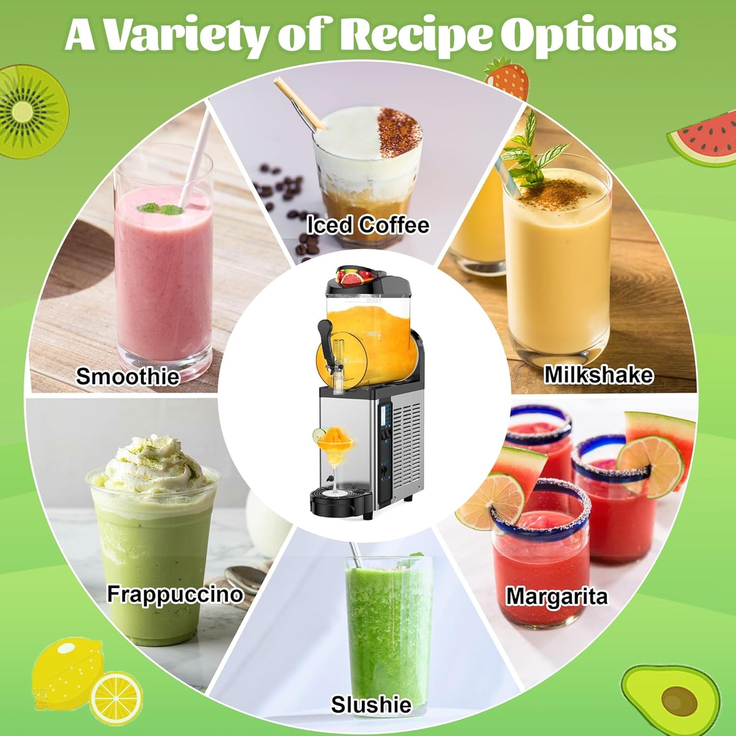 Commercial Slushie Machine, Slushy Machine for Home, 12L Slushie Maker Frozen Drink Maker, No Ice Need, Slush Cocktail Margarita, Smoothie Machine, Kitchen Appliances, Party Bar Amusement Park