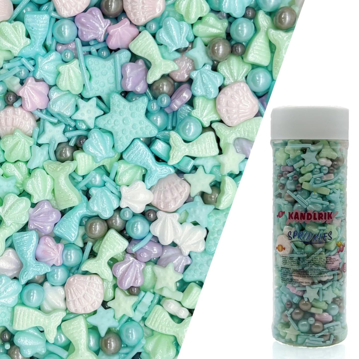 Ocean Sprinkles Candy Mix Size Edible Pearls Cake Decorations Cupcake Toppers Cookie Decorating Perfect for Wedding Party Valentine Halloween Christmas Supplies 4.58OZ