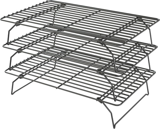 Cooling Racks for Cooking and Baking - 3 Tier Stackable Grid Wire Baking Rack for Oven Cooking, Baking, Grilling, Roasting -Dishwasher Safe Bacon Rack