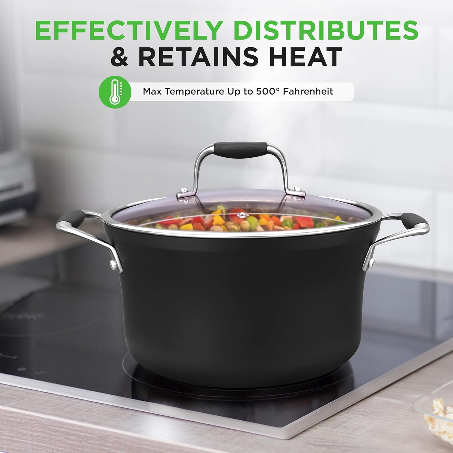 NutriChef 14-Piece Nonstick Kitchen Cookware Set – PFOA/PFOS-Free, Copper/Hard-Anodized, Induction Compatible, Stackable, Luxury Design, Includes Pots, Pans, Jumbo Cooker, Griddle, and Utensils