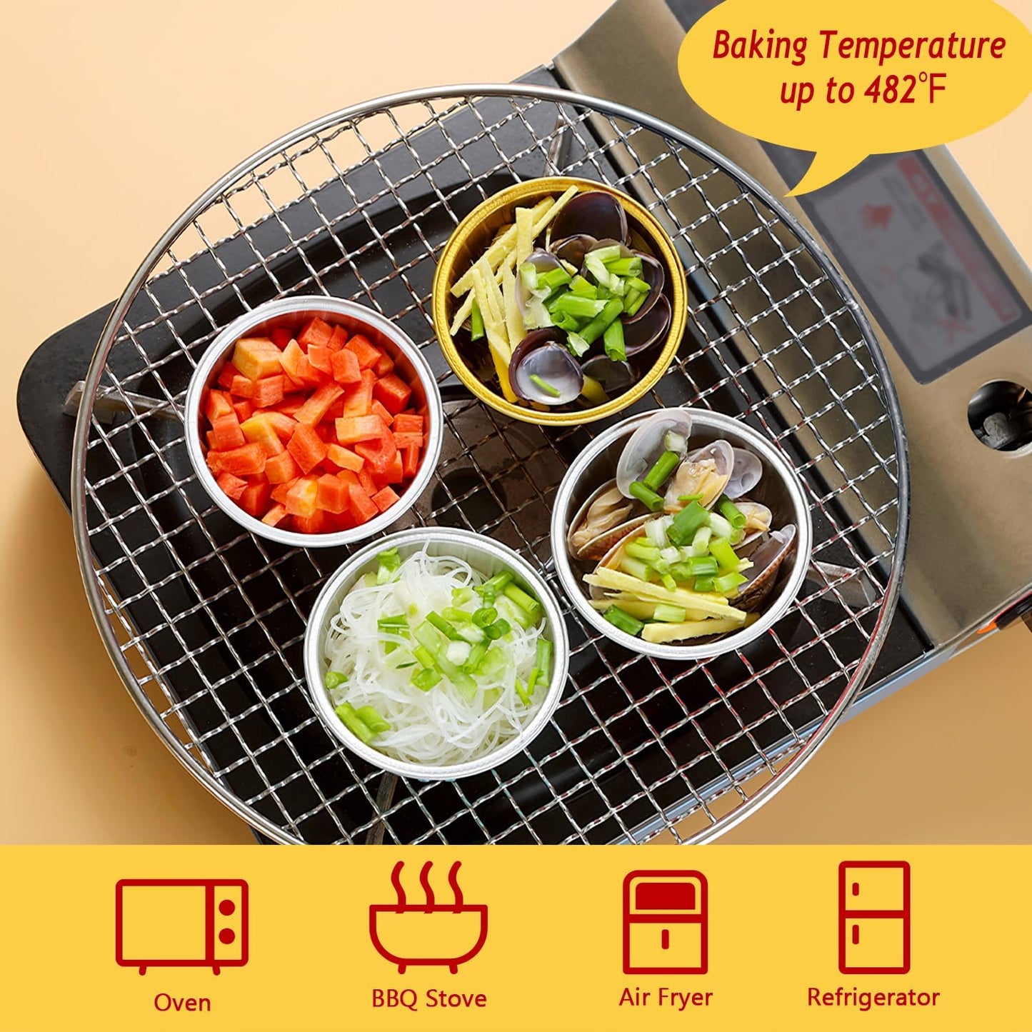 LNYZQUS 5oz Cupcake Pans with Dome Lids 100 Pack, Aluminum Foil Small Cake Baking Tin,Disposable Ramekins Cupcake Baking Cups Containers,Mini Pie Pans Muffin Tins Jumbo Cupcake Liners-Pink