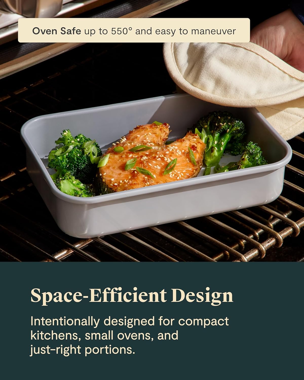 Caraway Nonstick 9” x 6.5” Small Rectangle Baking Pan Duo – Non-Toxic, PTFE & PFOA Free – Aluminized Steel Core – Deep Ceramic Baking Pan for Casseroles, Lasagna & More - Black