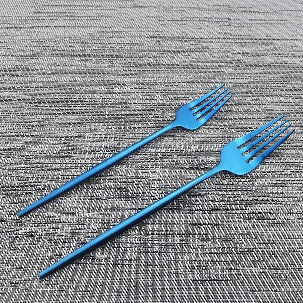 JASHII Shiny Blue Silverware Set, 20-Piece Stainless Steel Satin Finish Flatware, Kitchen Utensils, Mirror Polished Tableware Cutlery for Home and Restaurant, Dishwasher Safe