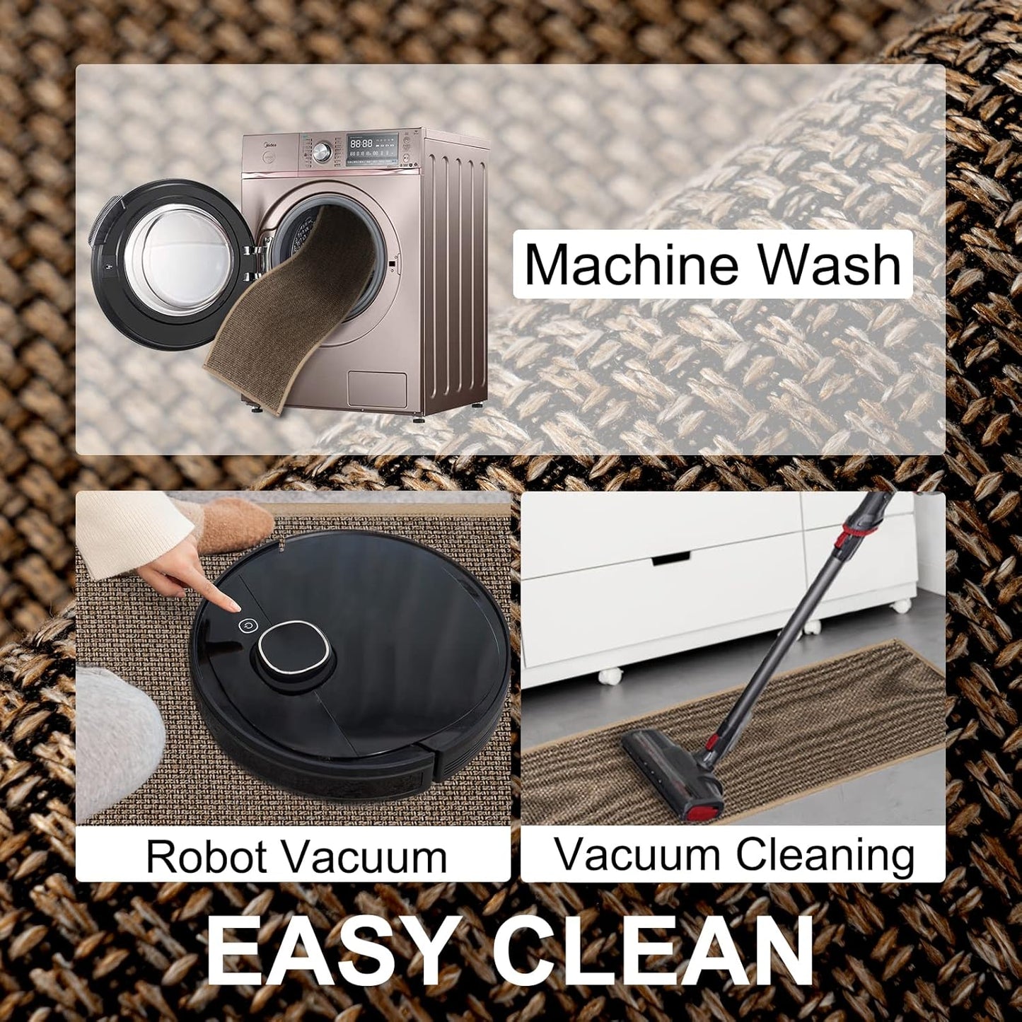 Kitchen Mat Set of 2 PCS, Cushioned Non Slip Rugs for Kitchen Floor, Absorbent Runner Comfort Standing Mats Washable for Kitchen, Office, Home (Brown, 17.3"x30"+17.3"x71")