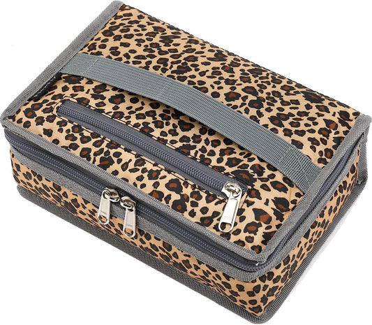 FlowFly Small Insulated Lunch box Portable Soft Bag Mini Cooler Thermal Meal Tote Kit with Handle for Work & School, Leopard