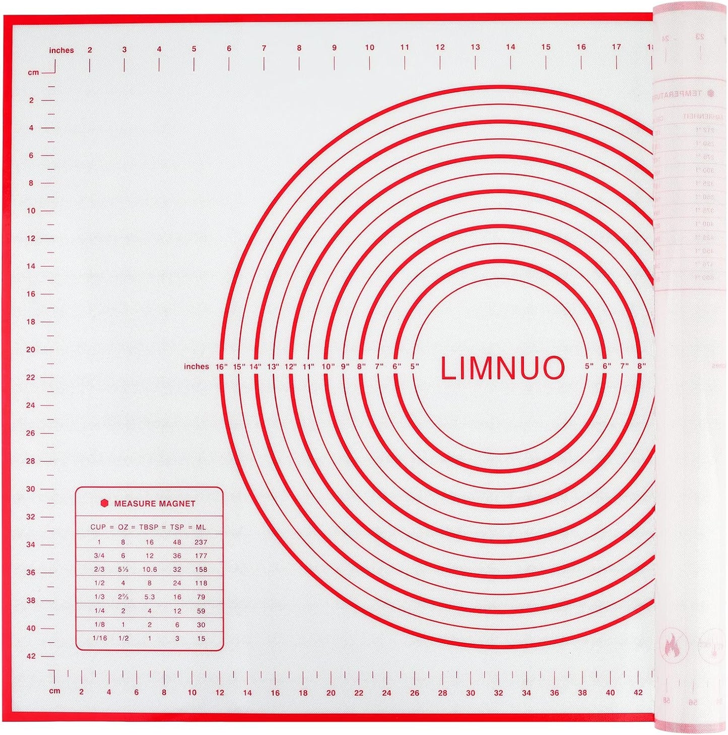 Silicone Baking Mat，Non Stick Rolling Dough with Measurements for Pie Pizza Cookies Fondant Making，Extra Thick Non Slip Silicone Pastry Mat