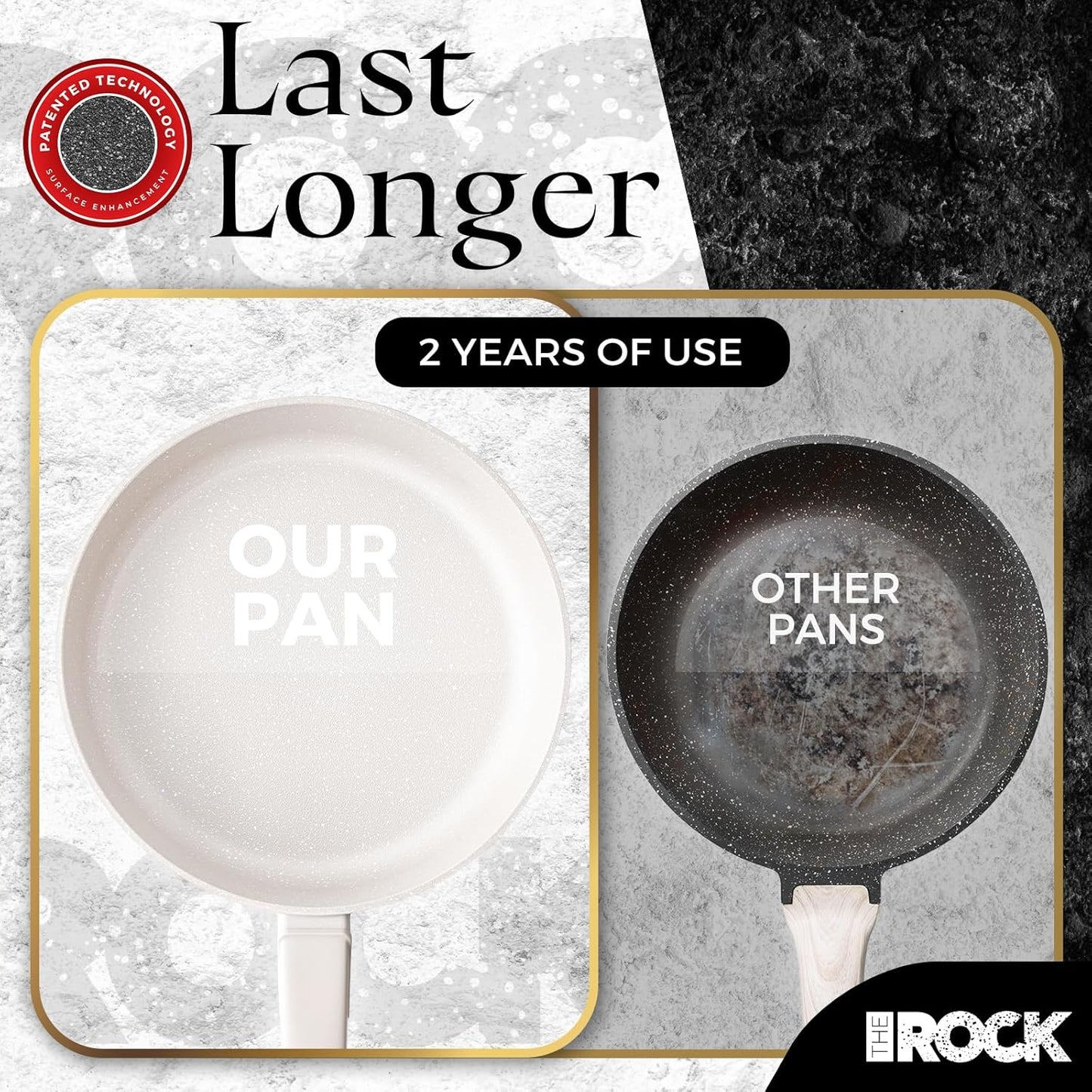 THE ROCK SOHO 9.5-Inch Ceramic Non Stick Frying Pan – Nothing Sticks, Never Warps, Lasts Longer, Non Toxic Skillet with Heat-Resistant Handle, PTFE PFOA & PFAS Free, Oven & Dishwasher Safe, Cream