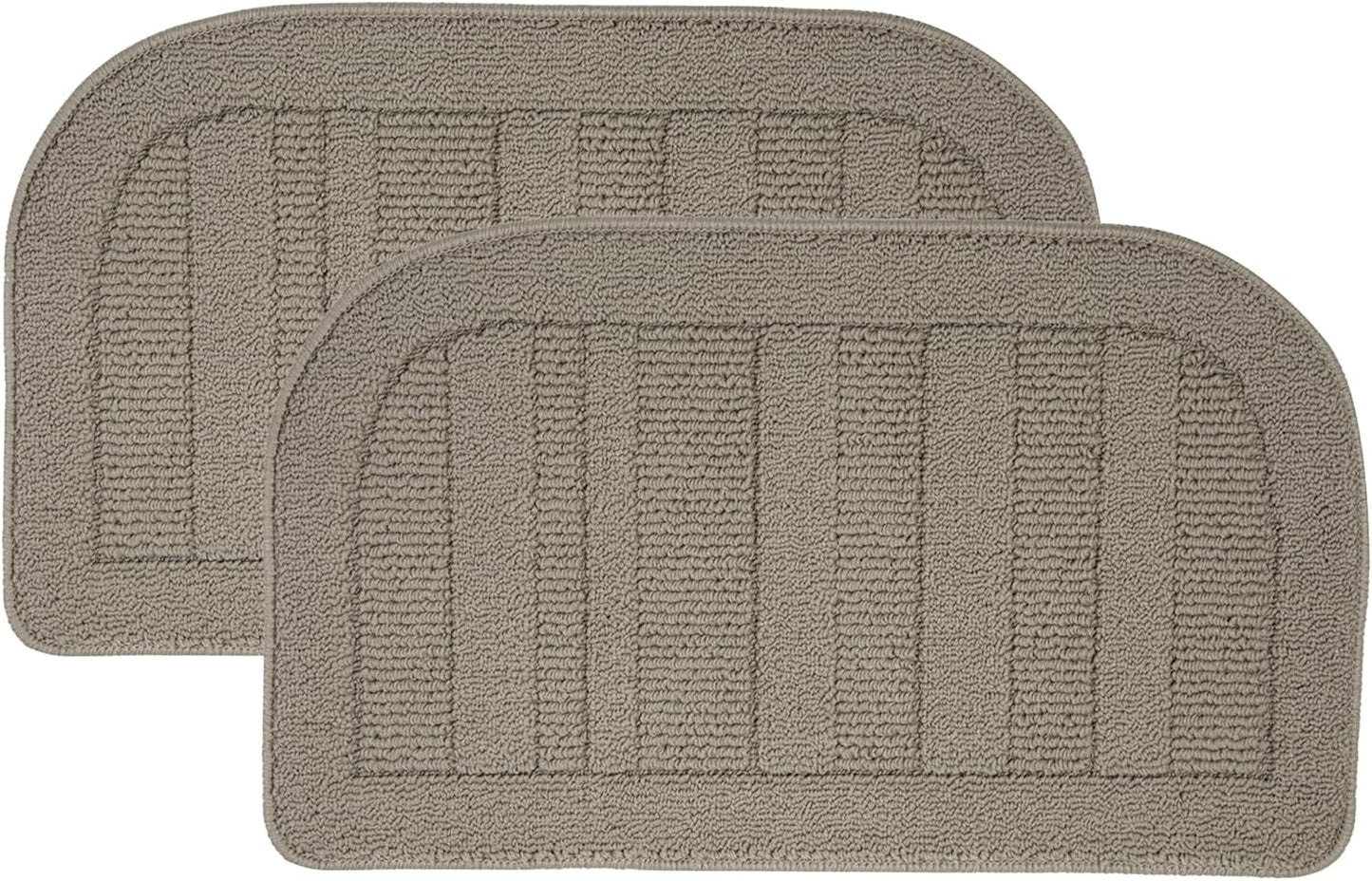 BEQHAUSE 30x18 Inch Kitchen Rug Mat Durable Kitchen Rugs Non-Slip Washable Absorbent Kitchen Mats for Floor Dirt-Resistant Semicircular Kitchen Mat (Taupe, 2PCS)