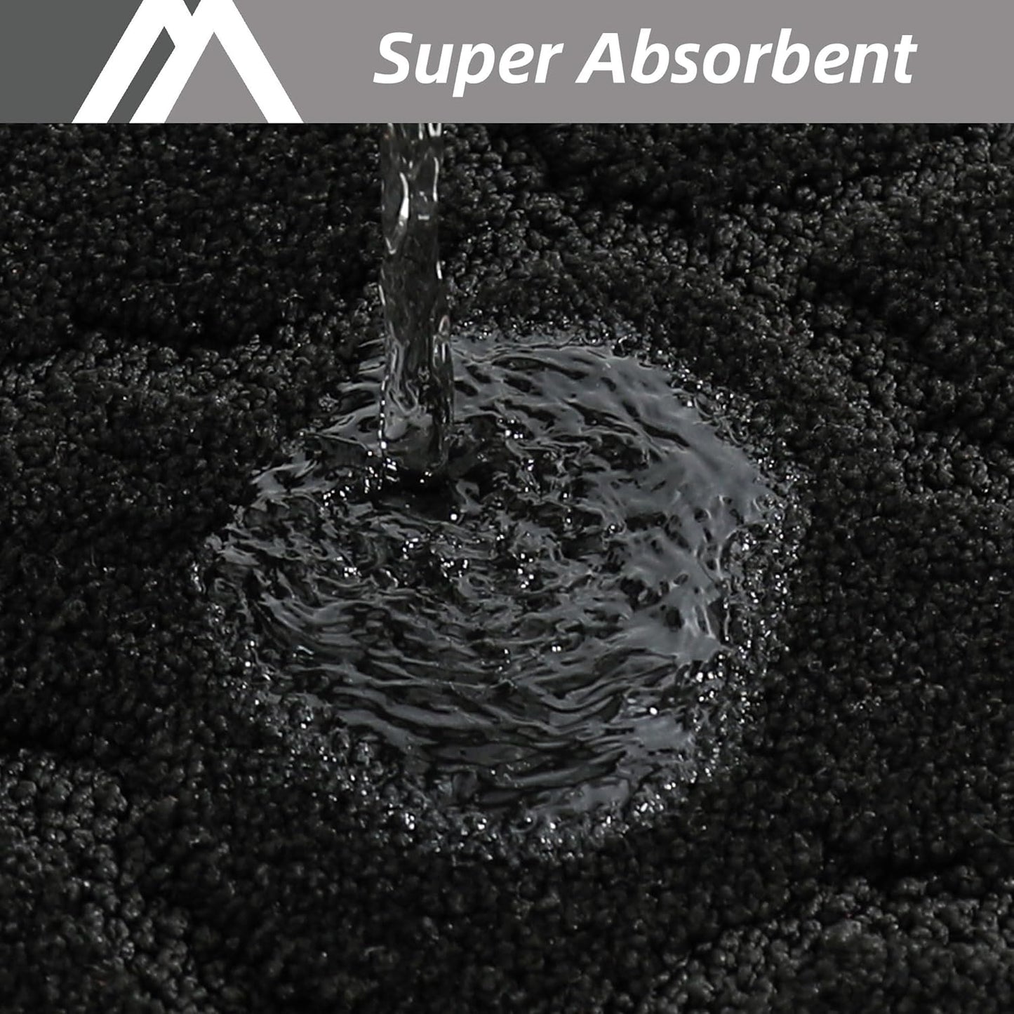 COSY HOMEER Soft Kitchen Rugs [2 PCS] for in Front of Sink Super Absorbent Kitchen Floor Mats and Mats 20x30 Inch/20X48 Non-Skid Kitchen Mat Standing Mat Washable,Polyester,Black