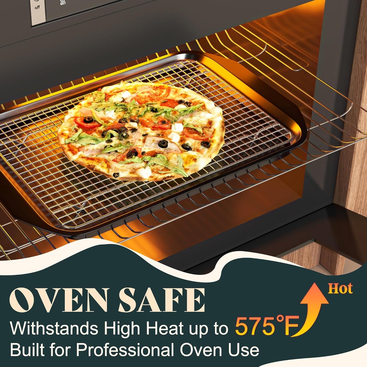 Cooling Racks for Cooking and Baking-10"x14.75" Oven Safe Premium Stainless Steel Heavy Duty Baking Rack Tight-Wire, Fits Jelly Roll Pan for Roasting & Grilling & Cooking-1 Pack