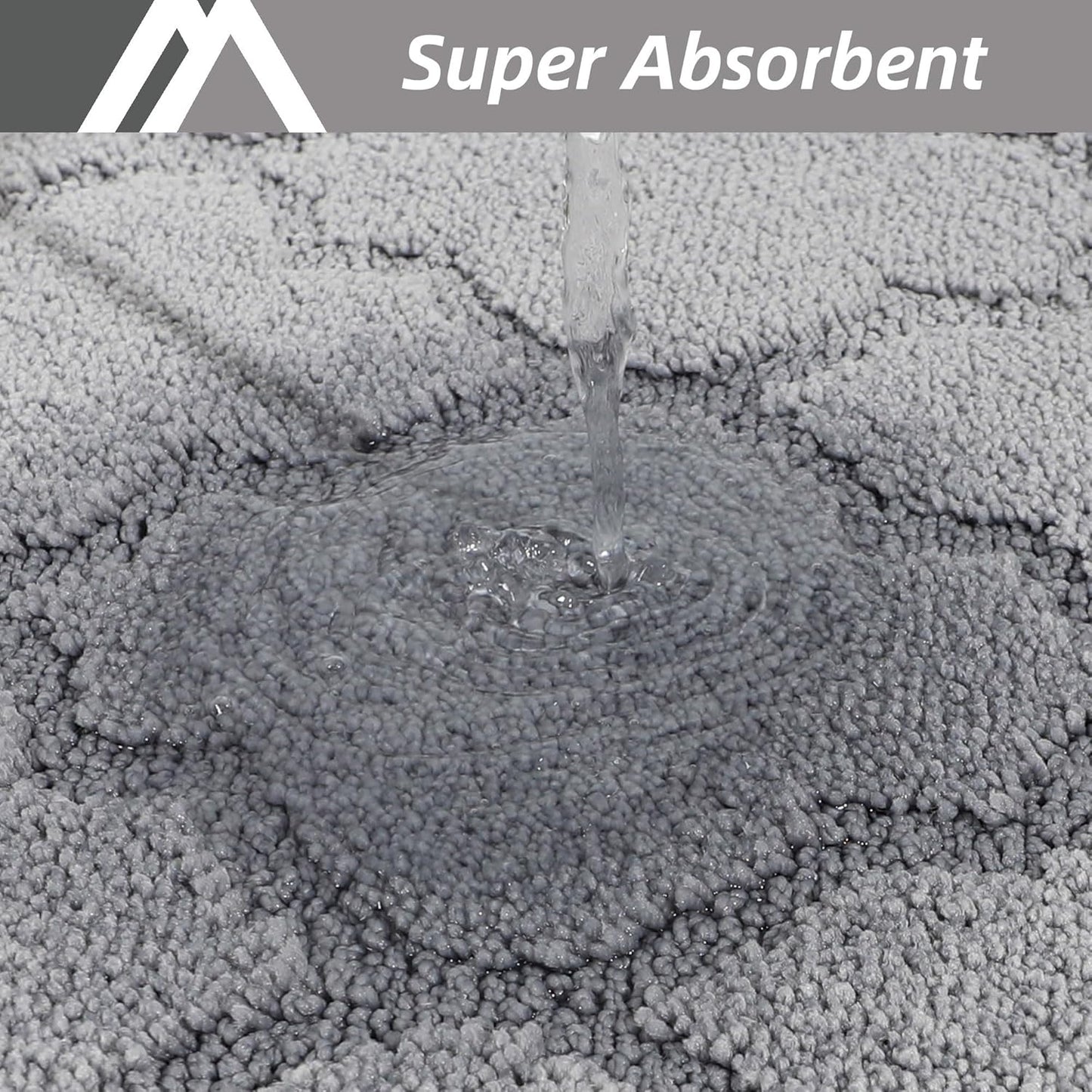 COSY HOMEER Soft Kitchen Rugs [2 PCS] for in Front of Sink Super Absorbent Kitchen Floor Mats and Mats 20x30 Inch/20X48 Non-Skid Kitchen Mat Standing Mat Washable,Polyester,Grey