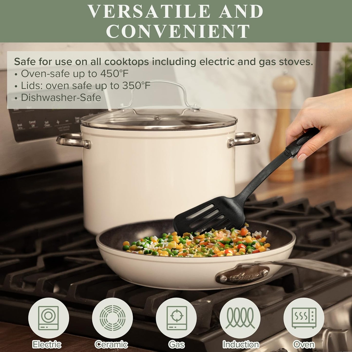 Nuwave Healthy Duralon Blue Ceramic Nonstick Cookware Set, Diamond Infused Scratch-Resistant, PFAS Free, Dishwasher & Oven Safe, Induction Ready & Evenly Heats, Tempered Glass Lids & Stay-Cool Handles