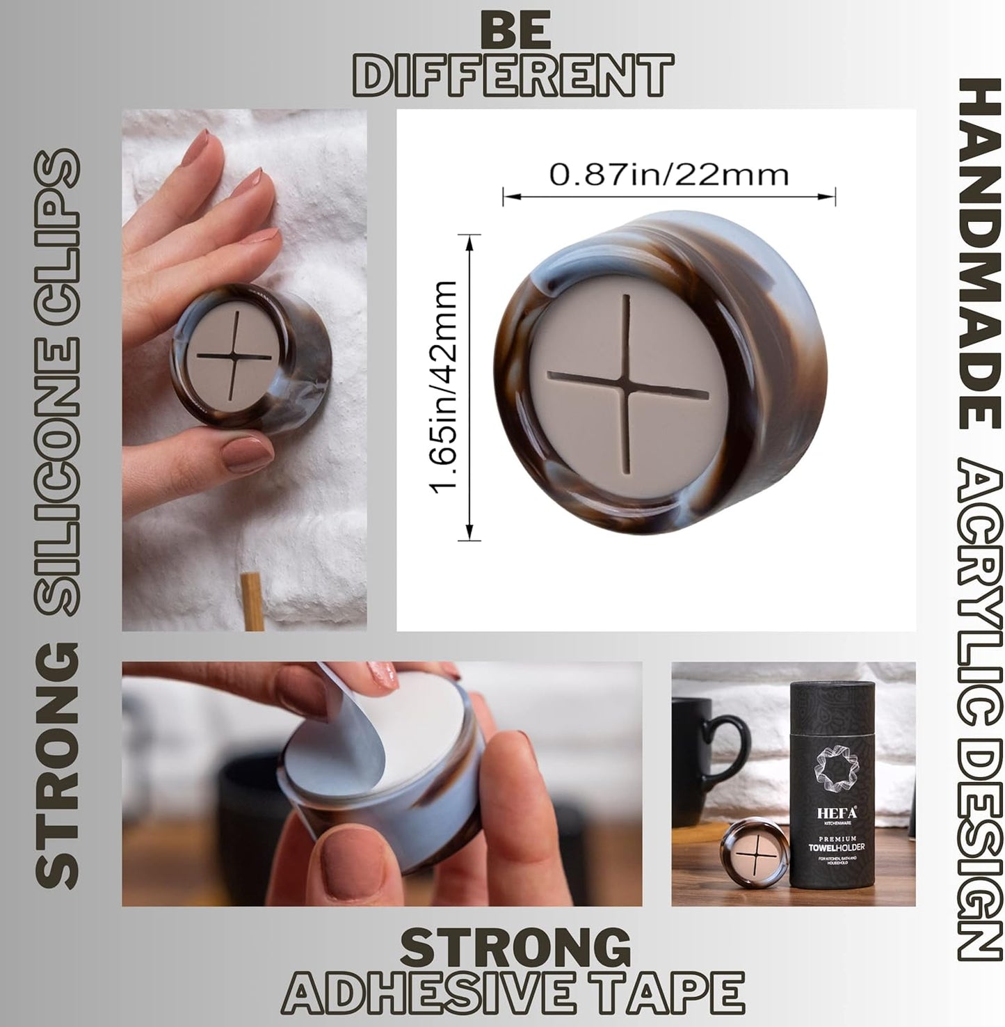 HEFA Towel Holder, Towel Hooks, Dish Towel Holder, Kitchen Organization, Bathroom Accesories, Kitchen Towel Hook, Kitchen Towel Holder, Christmas Gift, Kitchen Gadgets 4 Pack