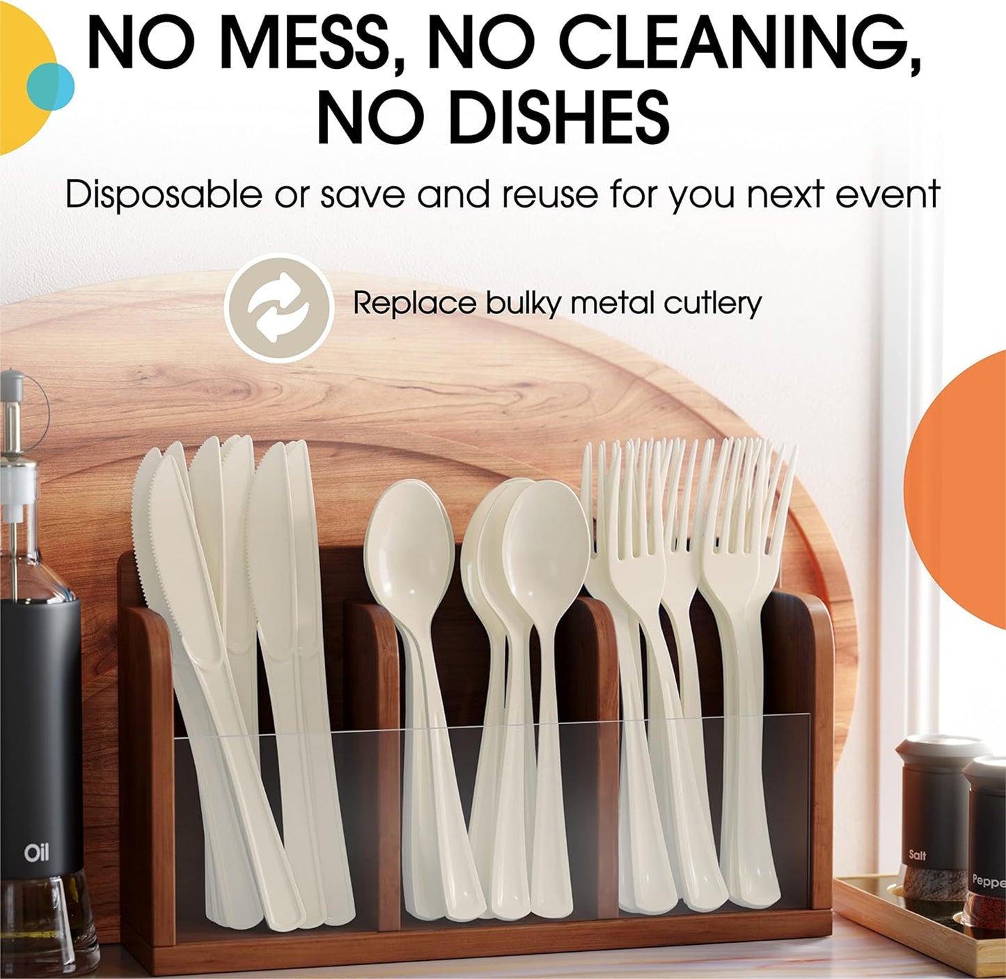 Ivory Plastic Spoons 200 Pcs Ivory Spoons Disposable Utensils Heavy Duty Plastic Cutlery Set Disposable Cutlery Sets Flatware Sets Silverware Set Party Supplies & Party Tableware Party Solids