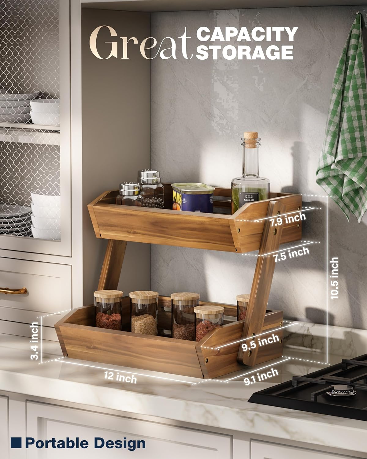 Fruit Basket, Fruit Bowl, 2 Tier Fruit Basket for Kitchen Counter, Produce Stand Storage Holder, Heavy Duty/Multipurpose/Large Capacity for Onion Potato, Vegetables, Spice Jars, Bread Storage