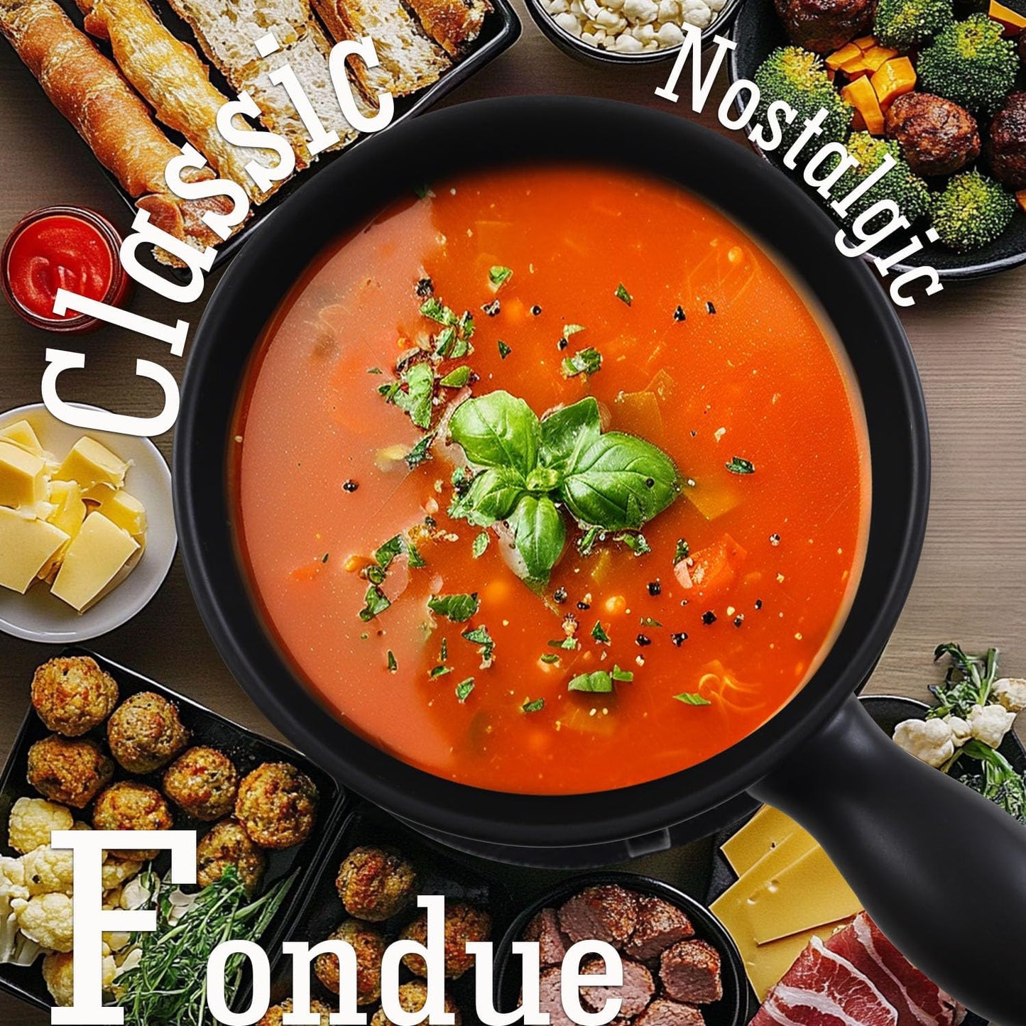 Artestia Swiss Fondue Set for Party - 2L Large Capacity Cheese Fondue Pot Melting Chocolate, Ceramic Fondue Pot, 6 Fondue Forks, Christmas, Wedding Gifts (Enchantment)