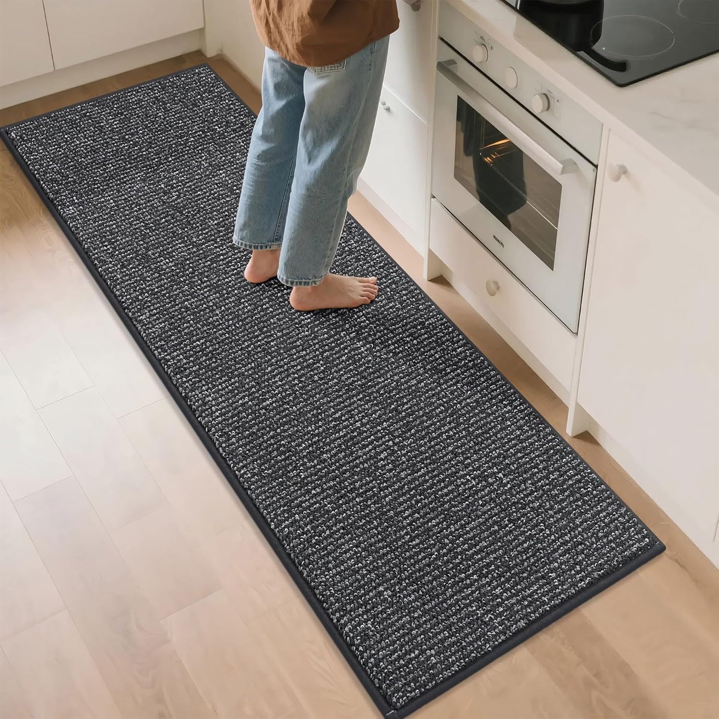 BEQHAUSE Kitchen Runner Rugs 24"x72", Non-Slip Kitchen Mats for Floor, Super Absorbent and Stain Resistant Kitchen Rug, Machine Washable Rugs for Kitchen, Hallway, Laundry & Sink, Charcoal