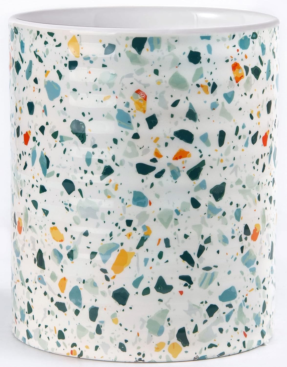 Kitchen Utensil Holder,7.2″Extra Large Stable Terrazzo Marble Pattern Ceramic Utensil Crock,Utensil Organizer for Countertop,Kitchen Decor,Utensil Holder for Housewarming,Wedding Gift Blue