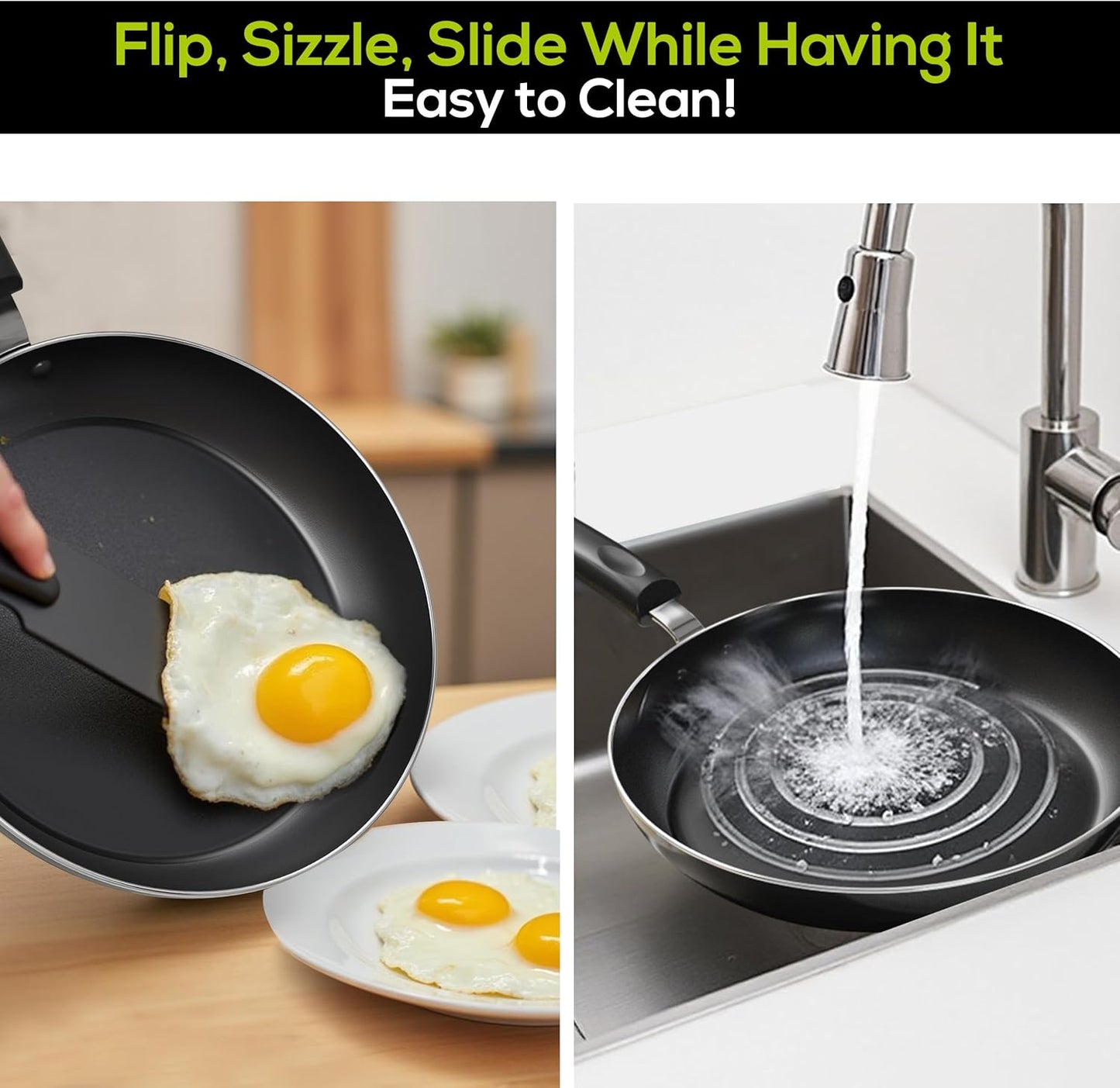 Utopia Kitchen Nonstick Cookware 3 Piece Omelette Pan Skillet Set, Nonstick Frying Pans with Induction Bottom, 8, 9.5 & 11 Inches Frying Pans with Bakelite Handles, PFOA Free, Grey