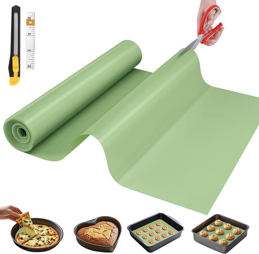 Silicone Baking Mat, 16 IN x 10 FT Free Cutting Baking Sheet,Non-Stick Reusable Dough & Pastry Mat,Non-Slip Silicone Mat Roll for Air Fryer Liner,Freeze Dryer,Oven Baking Pan,Kitchen Counter