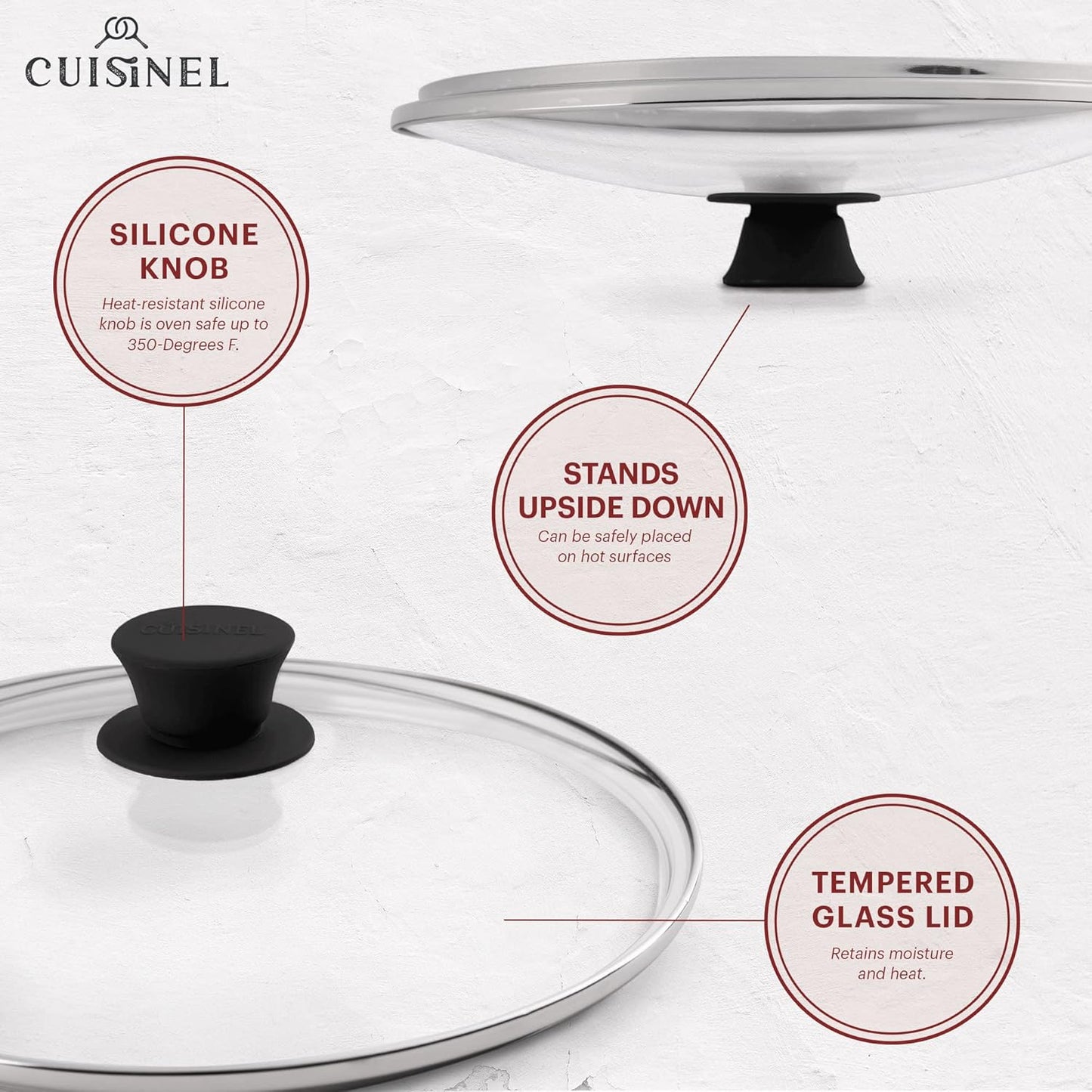 Glass Lid - 10"-inch/25.4-cm/264mm - Compatible with Lodge - Fully Assembled Tempered Replacement Cover - Oven Safe for Skillet Pots Pans - Universal for all Cookware: Cast Iron, Stainless Steel