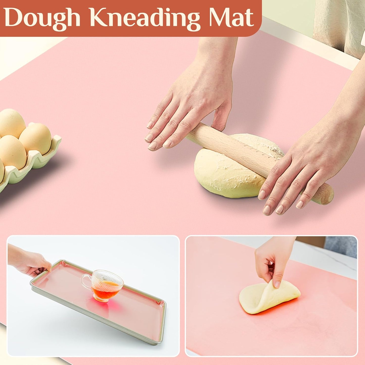 Silicone Baking Mat, 12 IN x 6 FT Free Cutting Baking Sheet, Non-Stick Reusable Dough & Pastry Mat, Non-Slip Silicone Mat Roll for Air Fryer Liner, Freeze Dryer, Oven Baking Pan, Kitchen Counter