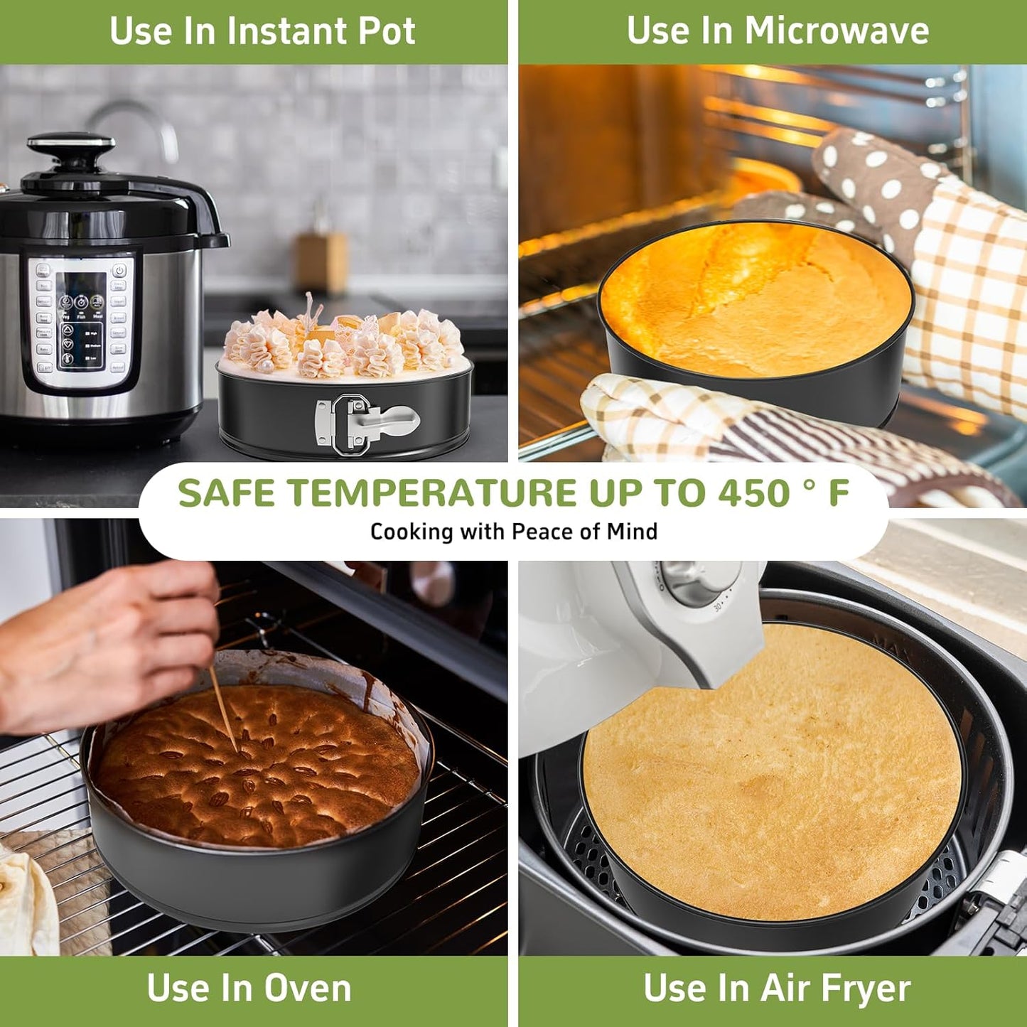 Springform Pan Set of 3 Pcs (4"/7"/9"), Non-stick Cheesecake Pans with Removable Bottom, Round Spring Form Cake Pans Set for Cheesecake, Cheese Cake Pans For Baking