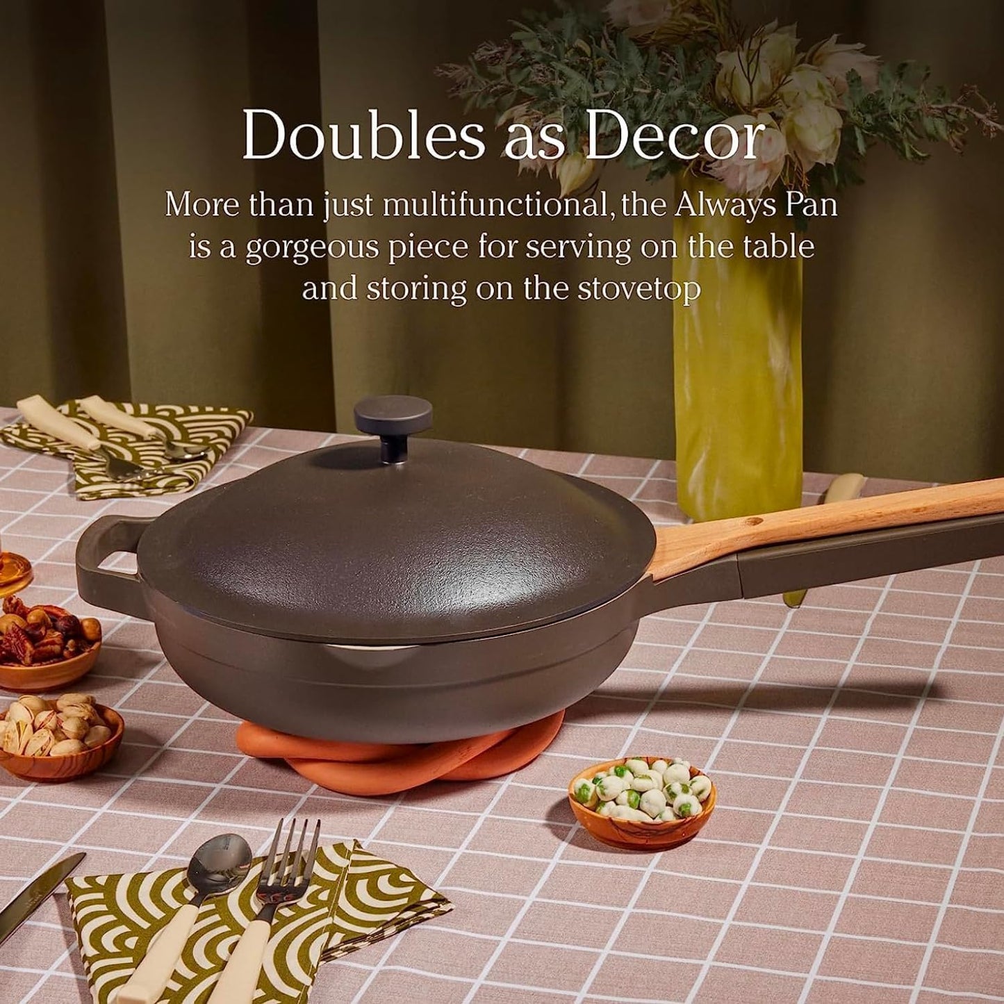 Our Place Large Always Pan 2.0-12.5” (4 Qt) Nonstick, Toxin-Free Ceramic Cookware | Patented 10-in-1 Aluminum Frying & Sauté Pan | Safe for Oven, Induction & All Cooktops up to 450°F | Steam