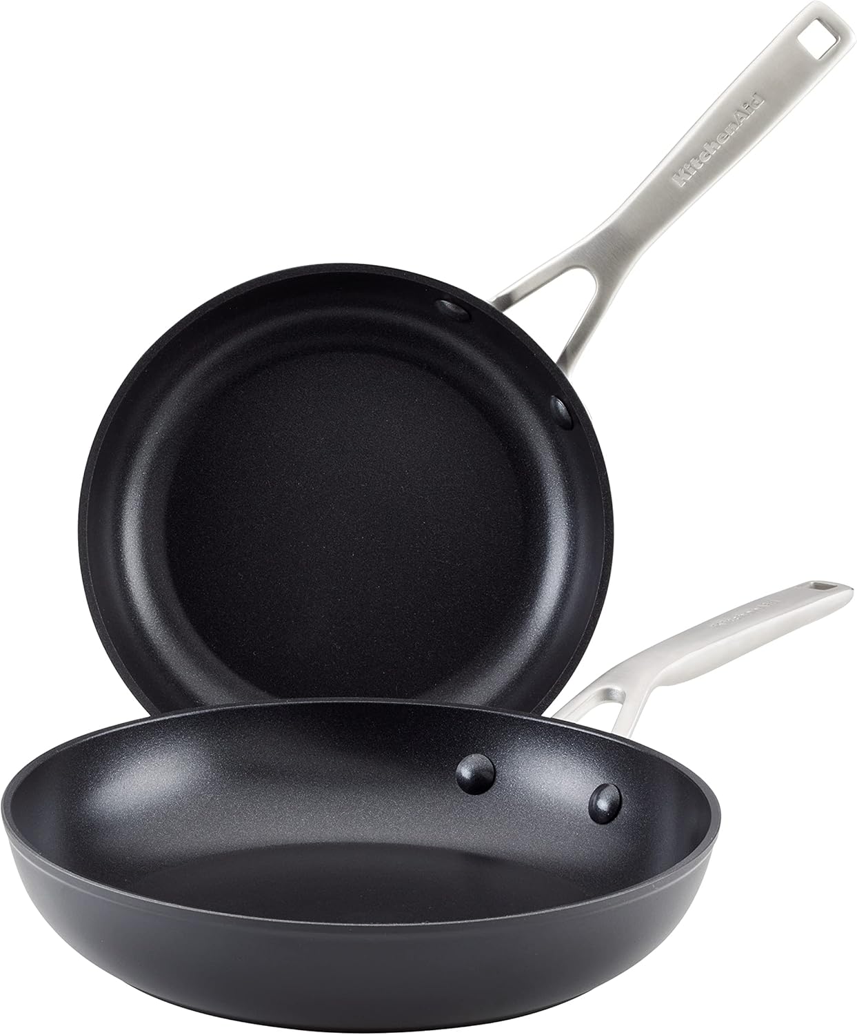 KitchenAid Hard Anodized Induction Nonstick Frying Pan Set/Skillets, 8.25 Inch and 10 Inch, Matte Black
