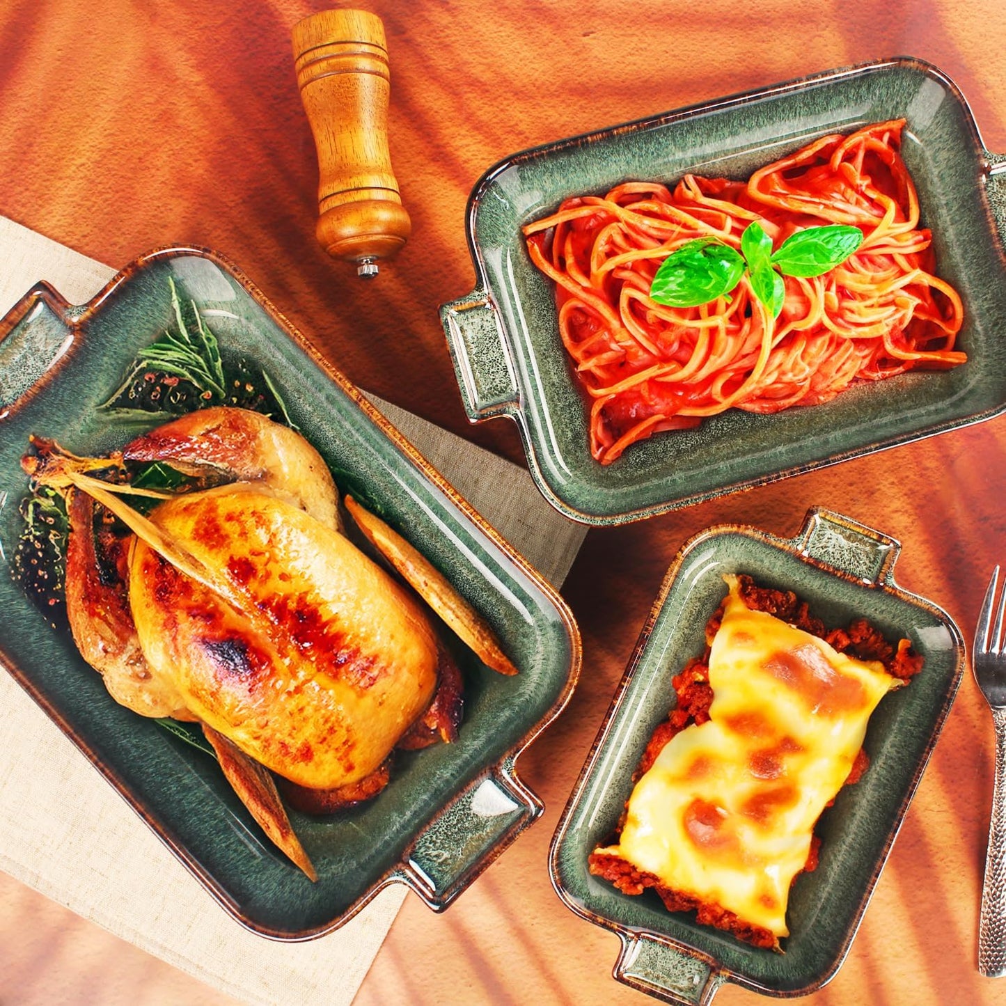 Ceramic Casserole Baking Dish 2.5 Quarts, for Baking Dish Lasagna Pans, Oven Safe Durable Bakeware for Kitchen Home Decor, Banquet and Dinner, Rectangular 1 pcs 12 x 8.5 Inch