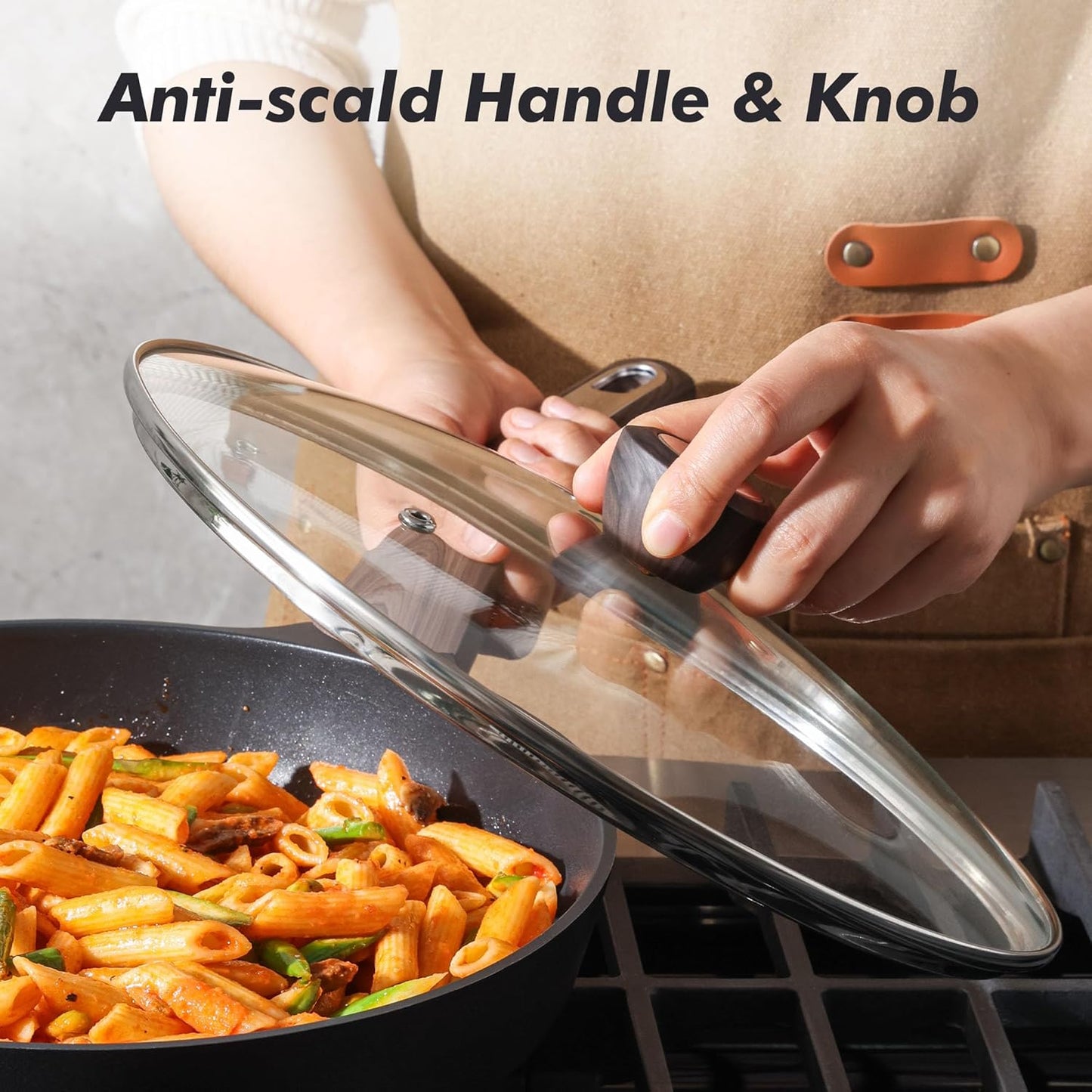 SENSARTE Nonstick Frying Pan Skillet with Lid, 11inch Non Stick Pan Omelette Pans, Healthy Kitchen Cooking Chef's Pan with Cover, Free of Intentionally Added PFOA/PFOS, Induction Compatible, Black