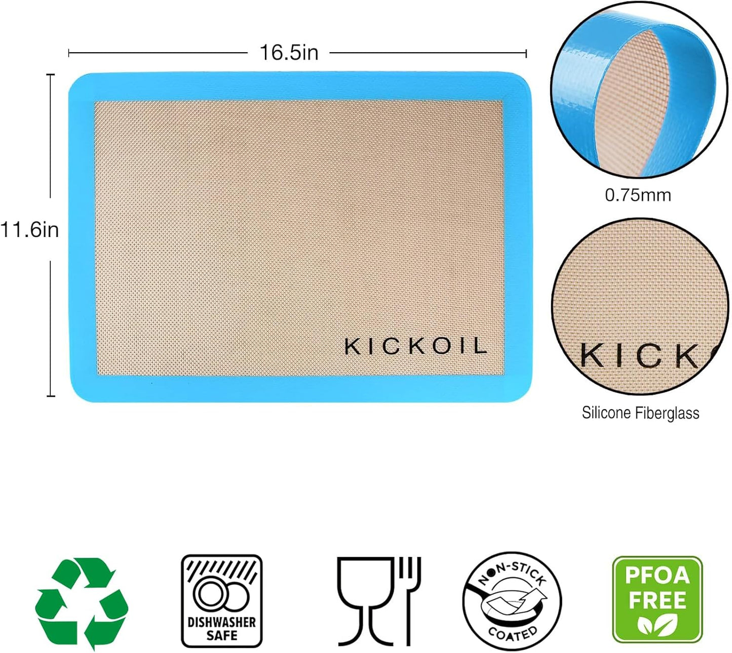 Silicone Baking Mat Set of 3 Non-Stick Baking Sheet for Oven Pan Liner Reusable Parchment Paper Half Sheet Large Silicone Bakeware Mat for Cookie Bread, Cooking Supplies Kitchen Accessories