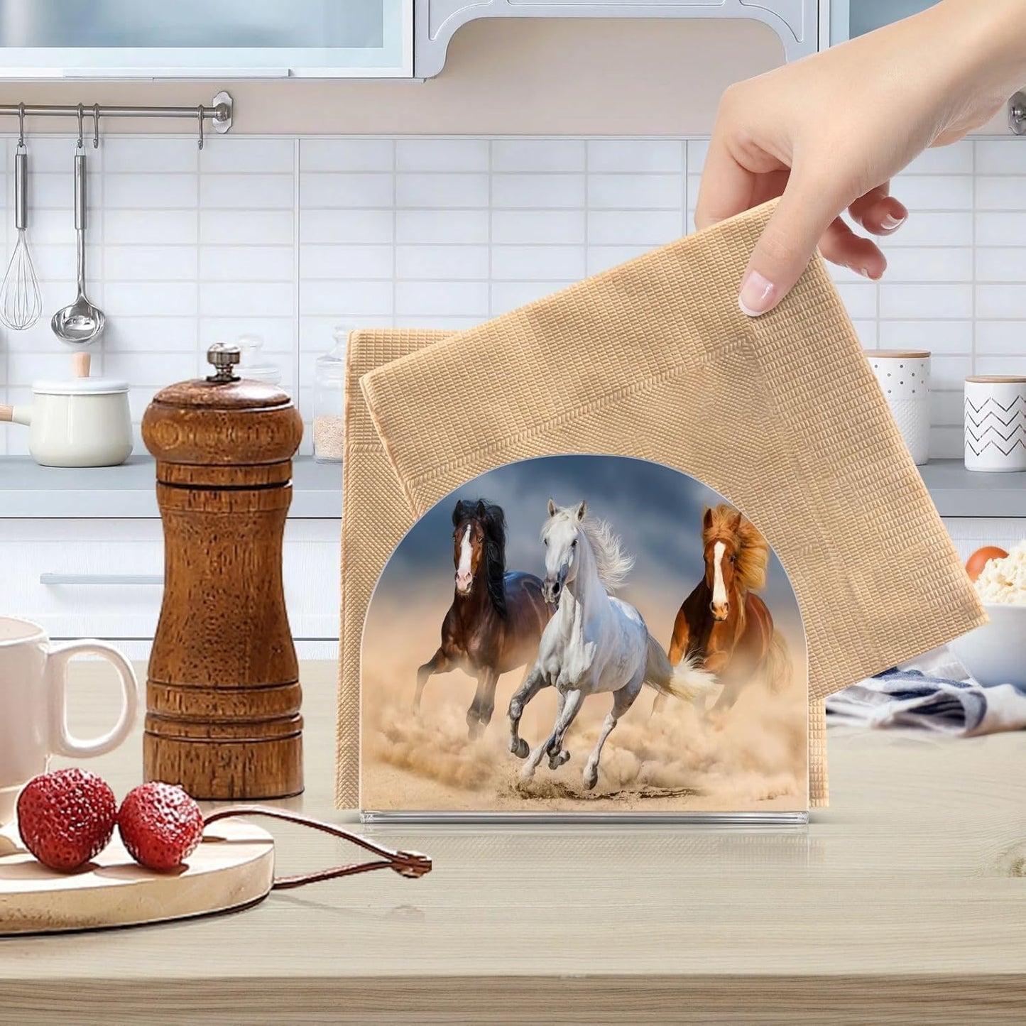 Horses Napkin Holder for Table Paper Napkins Holder Acrylic Tissue Dispenser Kitchen Dining Room Bathroom Party Car Deco