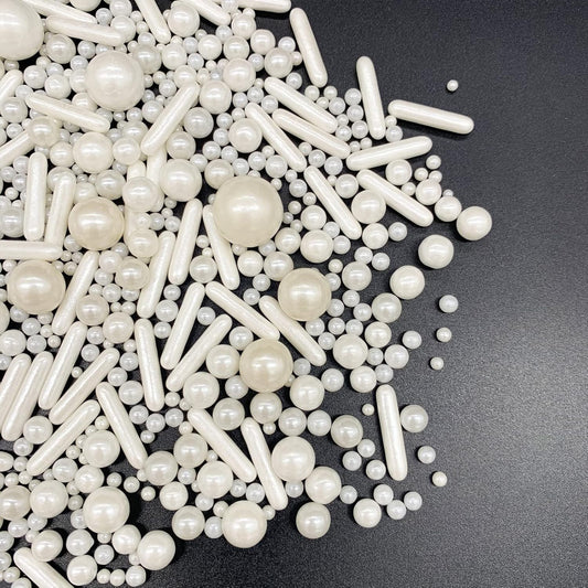 Sprinkles White Pearl Sugar Candy Mix Size Baking Cake Decorations Cupcake Toppers Cookie Decorating Ice Cream Celebrations Shaker Jar Wedding Shower Party (130g/4.58oz）