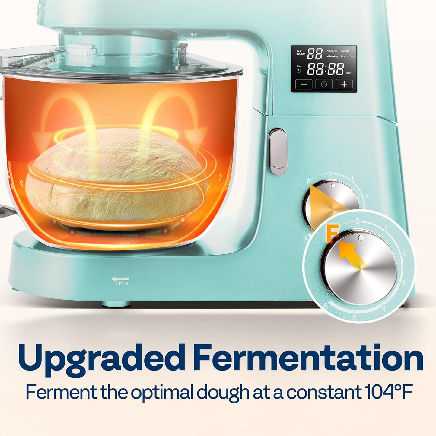 VIVOHOME 9 in 1 Multifunctional Stand Mixer with Fermentation, 6 Speed 7.5 Quart Kitchen Electric Food Mixer with Timer, Meat Grinder, Juice Blender, Vegetable Slicer, Pasta and Cookie Maker, Blue