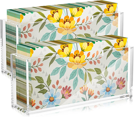 HELPLEX Clear Acrylic Guest Towel & Napkin Holder - Waterproof Splash-Proof Vertical Design for Bathroom, Kitchen, Dining Table - Home Hotel Office Organizer (2-Pack)