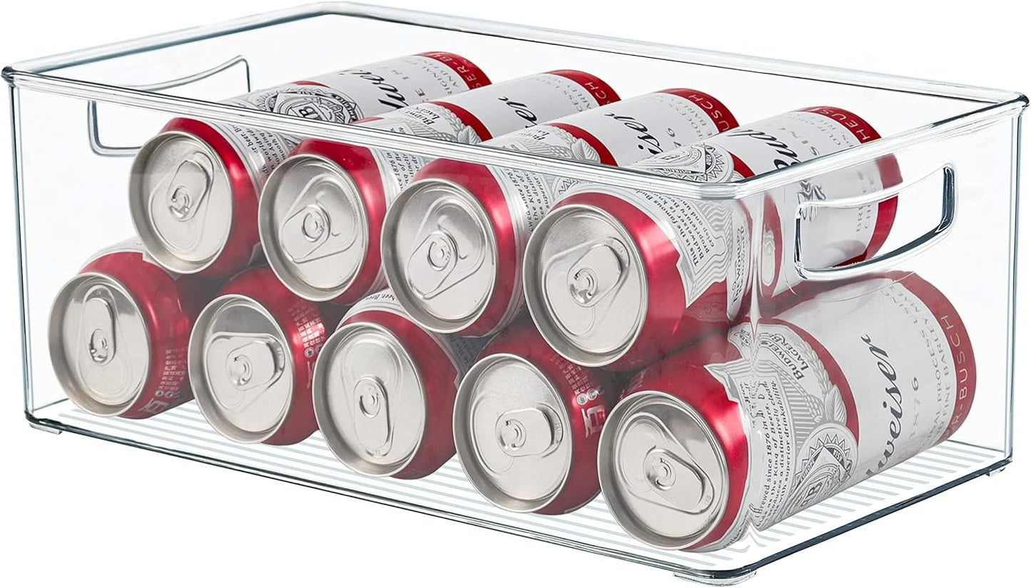 Hudgan 2 Pack Straight Sides Stackable Pantry Organizer Bins for Home Edit - 13.5''L x 7.5''W x 5.5''H