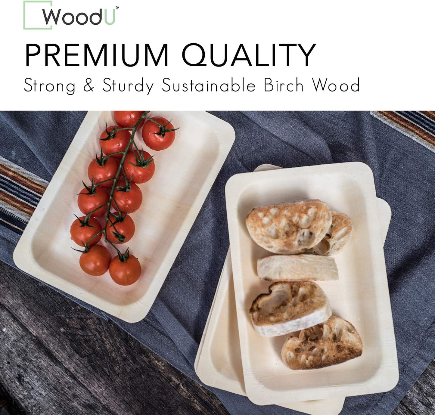 Eco-Friendly Compostable Party Plates - Set of 50 Disposable Wooden Dessert Plates (7.5" x 5.5") for Events and Gatherings