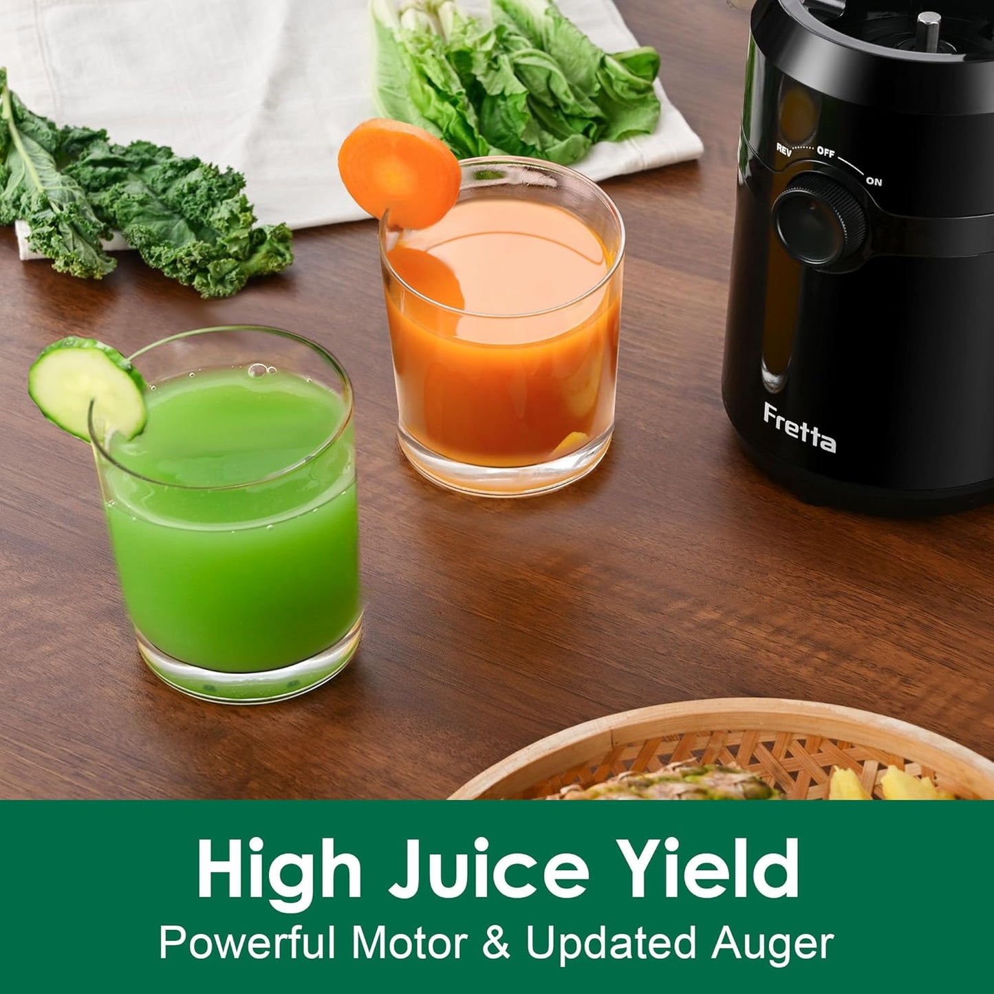 Cold Press Juicer Machines Slow Masticating Juicer Machines with 1.1 L Large Feed Chute Fit Whole Fruits and Vegetables Easy Clean Self Feeding,High Juice Yield,BPA Free (Ink-black)