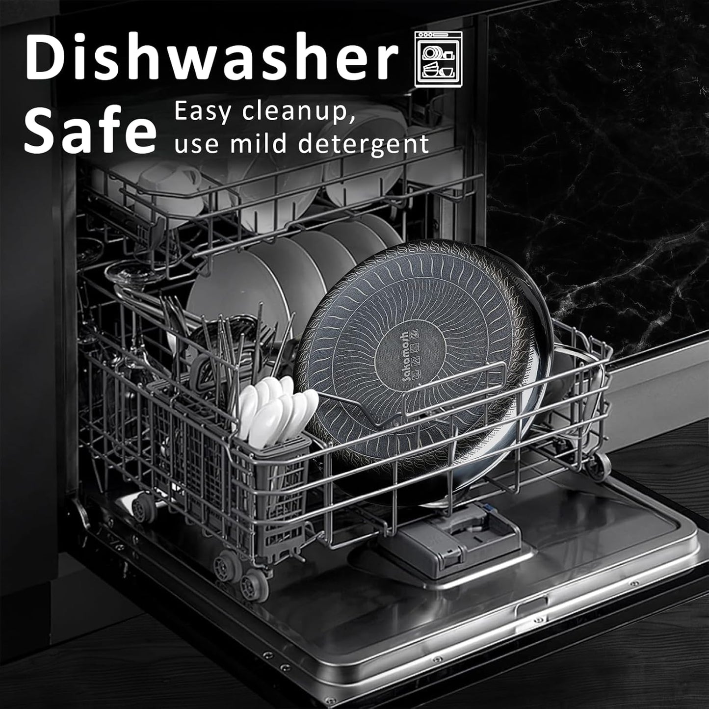 8" Non Stick Frying Pans, Hybrid Ceramic Stainless Steel Pan, Skillet with Stay-Cool Handle, Non Toxic, PFAS PFOA PTFE Free, Dishwasher & Oven Safe, Induction, Compatible with All Cooktops