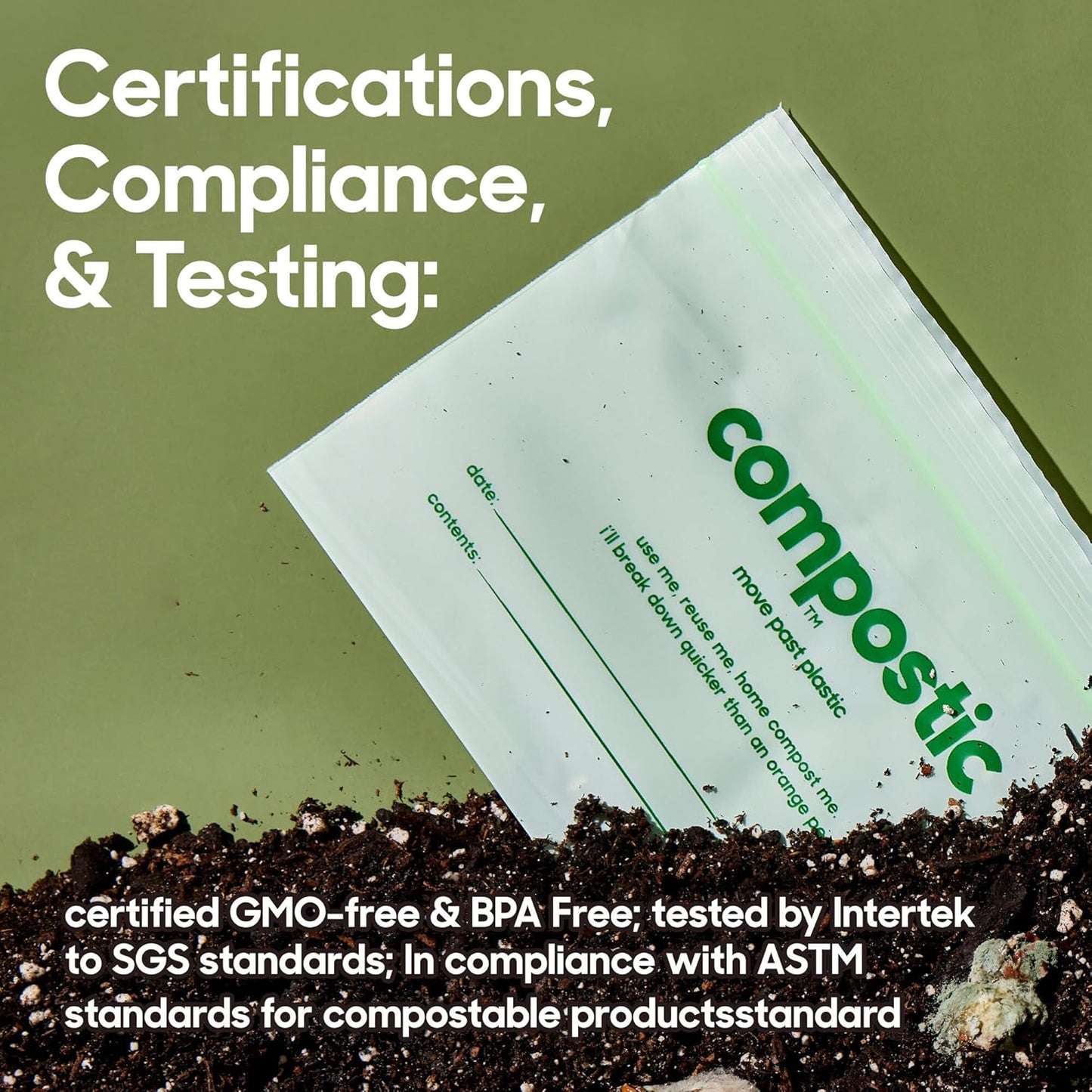 Home Compostable Resealable Sandwich Bags (7"x7"), Microwave & Freezer Safe, Organic Food Storage Container, 30 Count (Pack of 2)