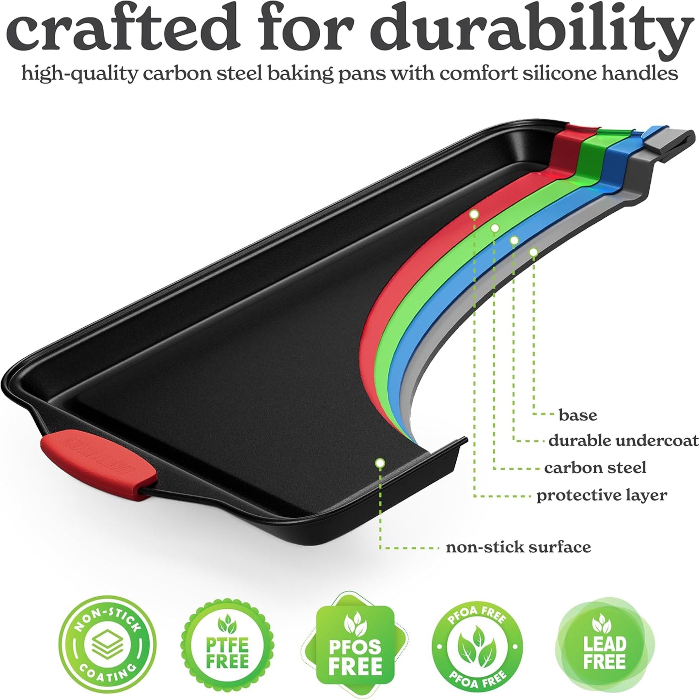 Country Kitchen Nonstick Stackable Bakeware Set - Heavy Duty, Durable, Easy Release Baking Set, Red, 10 Pcs