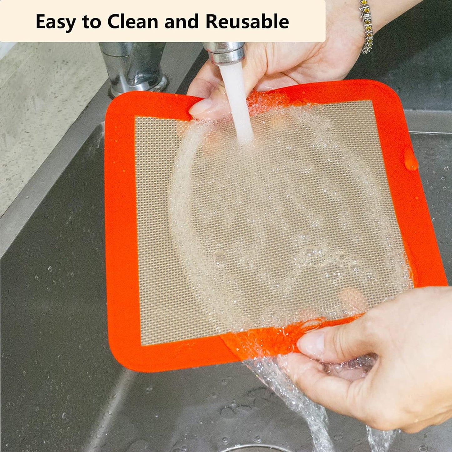 Silicone Baking Mats for 8 inch Square Cake Pan, Non-stick Reusable Cookie Sheet Liner for Baking Pan, Professional Food Grade Oven Liner Sheets Mats for Bread/Toast/Pastry/Cookie/Pie/Pizza 2 PCS 8x8