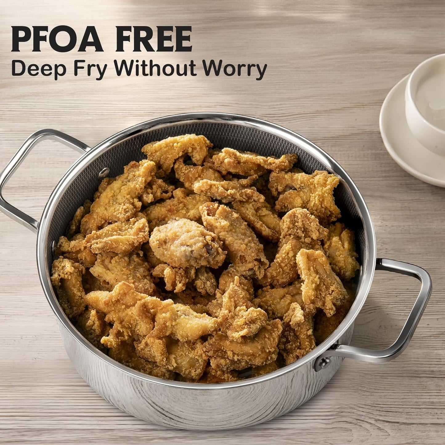 Saute Pan,Hybrid Non Stick 5 Quart Everyday pan,Chicken Fryer, PFOA Free Cookware,12 inch Deep Frying Pans with Lid,Dishwasher and Oven Safe,Works on Induction,Ceramic and Gas Cooktops
