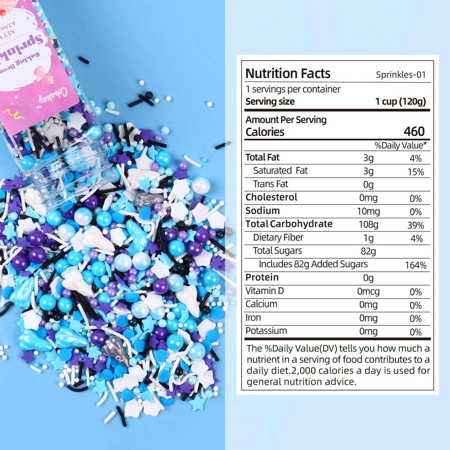 Galaxy Star Sprinkles for Cake Decorating 4.23ounce - Pearl Sugar Mix Contains Spaceship & Star Sprinkles for Cupcake Toppers, Ice Cream, Candy, Cookie Decorations - Children Party Supplies