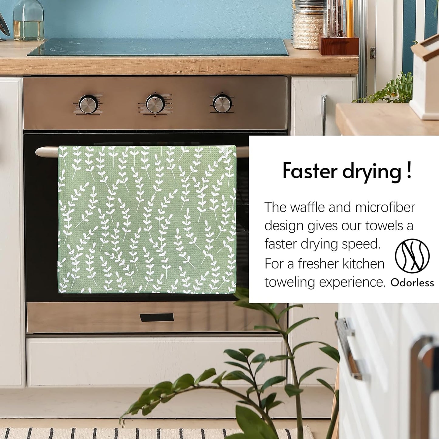 Kitchen Towels, 18" x 30" Tea Towels for Kitchen, Premium Microfiber Dish Towels for Kitchen Drying, Blush Garden Series, 2-Pack