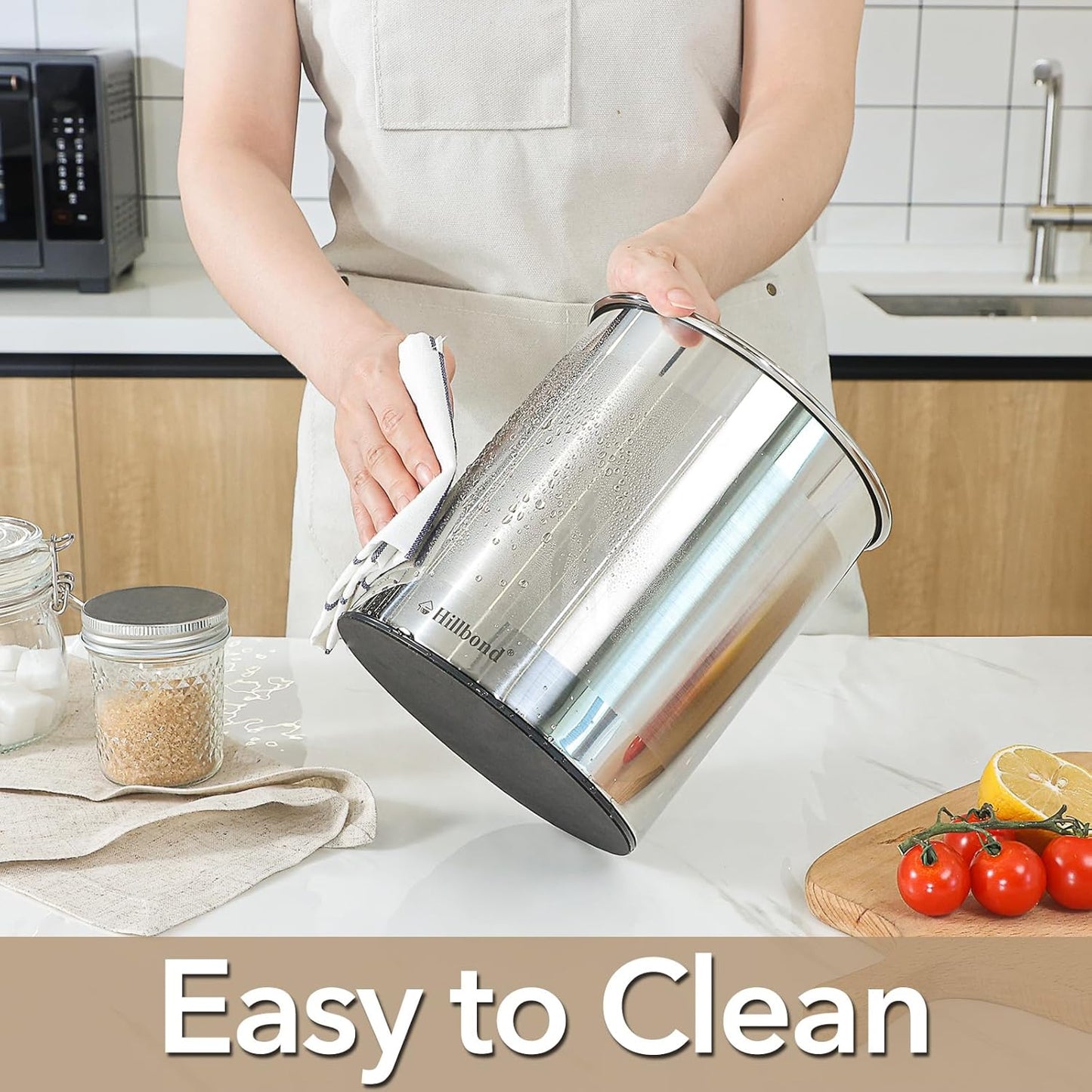 Hillbond Stainless Steel Utensil Holder for Kitchen Counter with Removable Divider, 6.9x7.5 inch Metal Utensil Holder for Countertop, 360° Rotating Spatula Crock for Cooking (EXTRA LARGE)