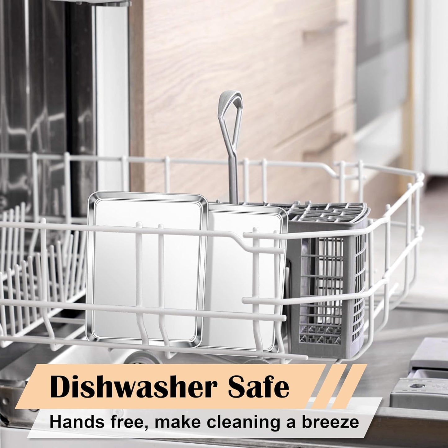 E-far Mini Toaster Oven Tray, 9.4”x7.3” Stainless Steel Baking Cookie Sheet, Small Non-toxic Metal Baking Pan for Cake, Rust Free & Warp Free, Mirror Finish & Dishwasher Safe, 1 Pack