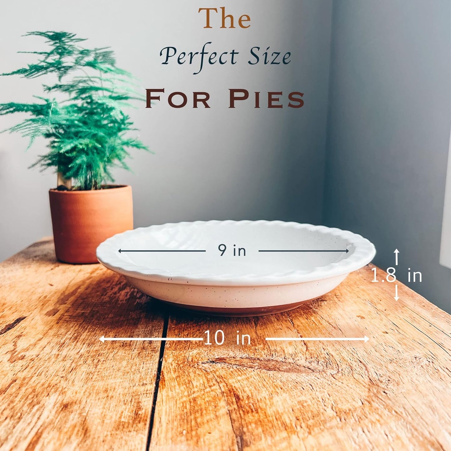 Mora Ceramic Classic 9 Inch Pie Pan Set of 2 - Round Pie Plate for Baking Apple/Pumpkin Pies, Quiche, Rolls, etc. Dishwasher and Oven Safe Dishes, Shallow Pans for Original Recipes - Vanilla White