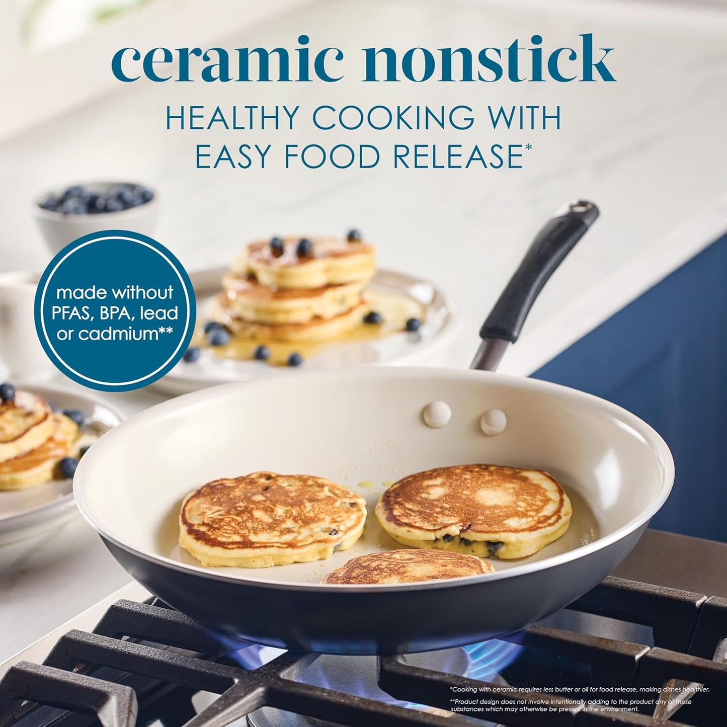 Rachael Ray Cucina Ceramic Nonstick Frying Pan/Skillet, 12.5 Inch Non Stick Open Fry Pan, Dishwasher Safe - Peppercorn